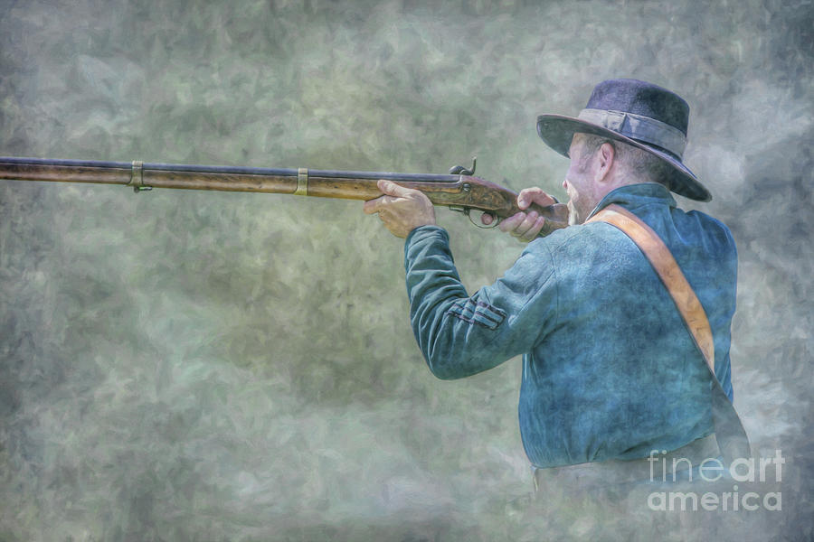 Civil War Soldier Firing Rifle Digital Art by Randy Steele