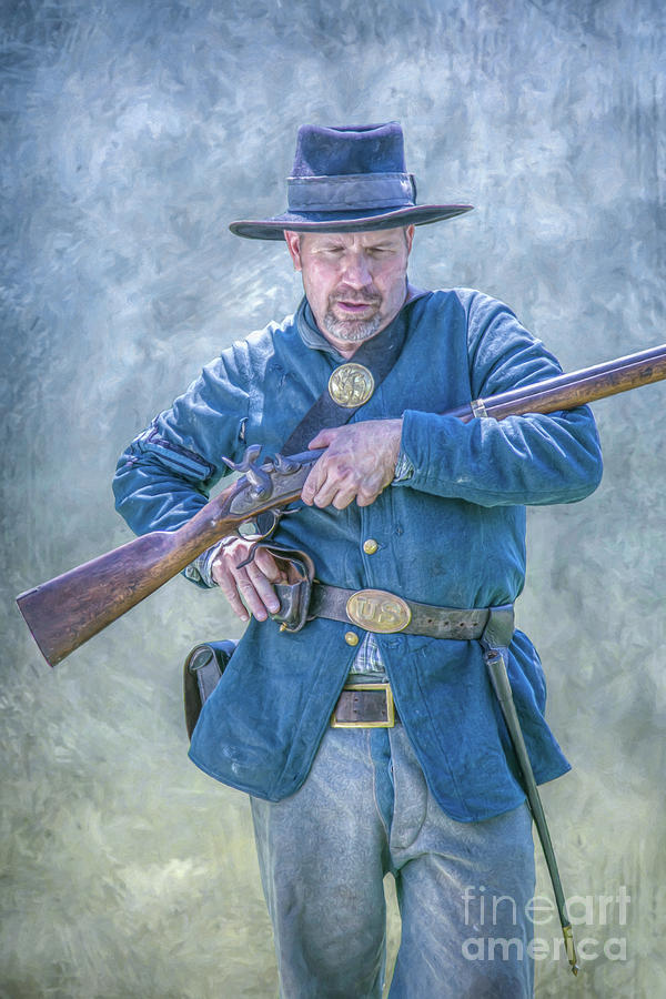 Civil War Soldier Loading Rifle Digital Art by Randy Steele
