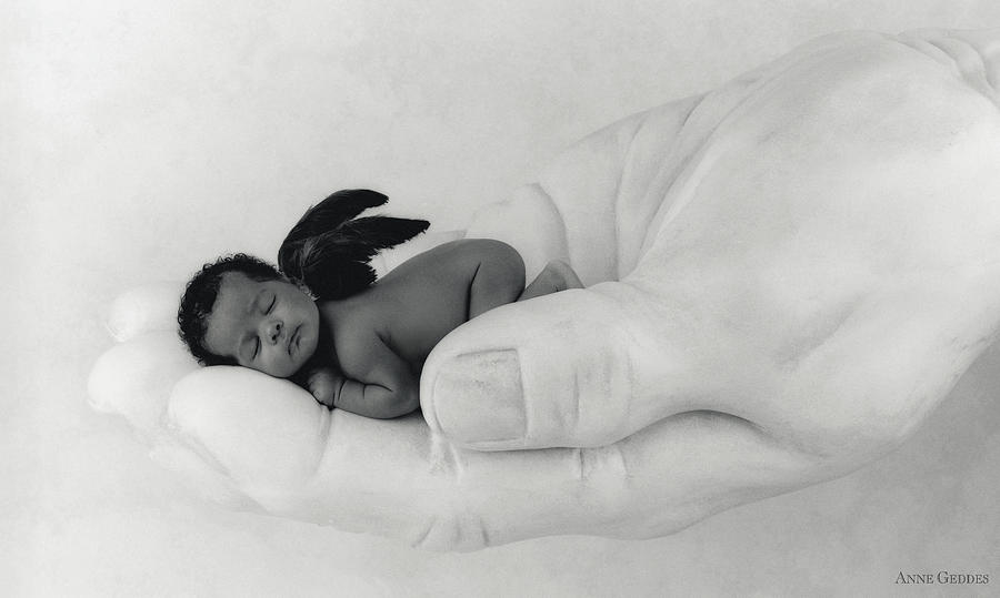 Black And White Photograph - C.J. as an Angel by Anne Geddes
