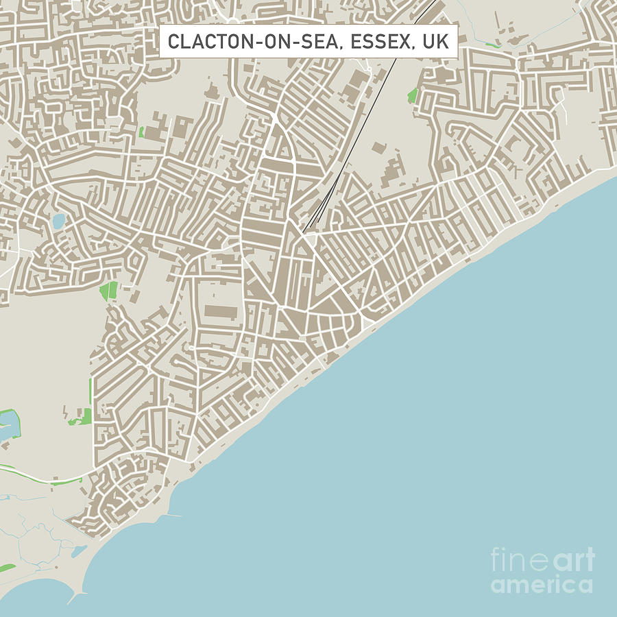 City Digital Art - Clacton-on-Sea Essex UK City Street Map by Frank Ramspott
