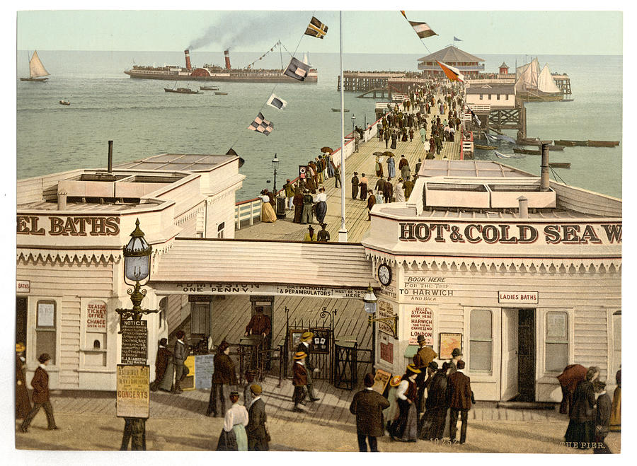 Clacton-on-sea Pier 1890s with Steamer Photograph by Richard Reeve