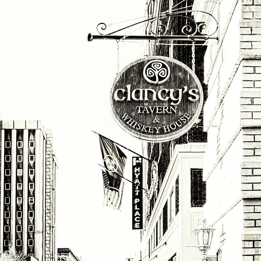 Clancys Sign Sepia Photograph by Sharon Popek