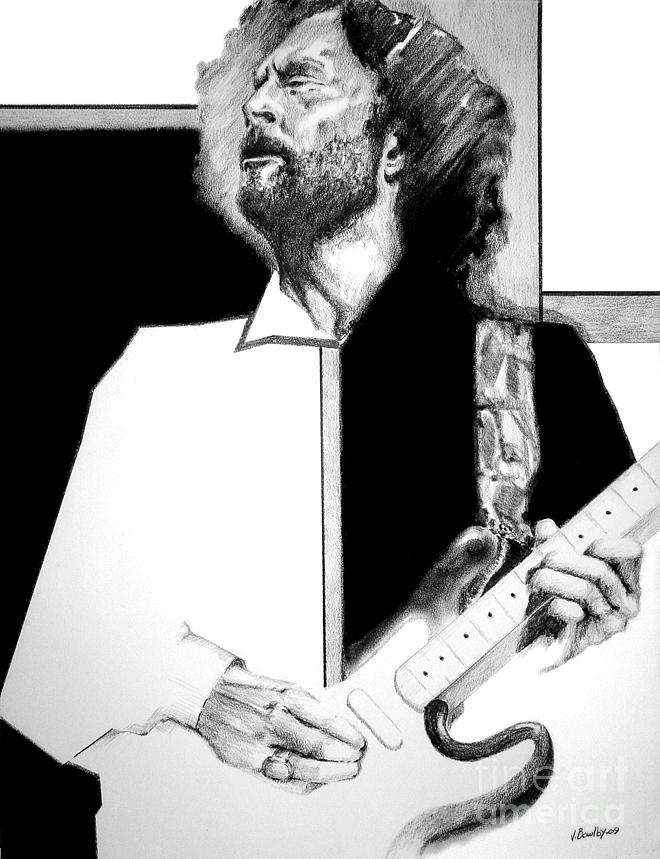 Music Drawing - Clapton by Joseph Bowlby