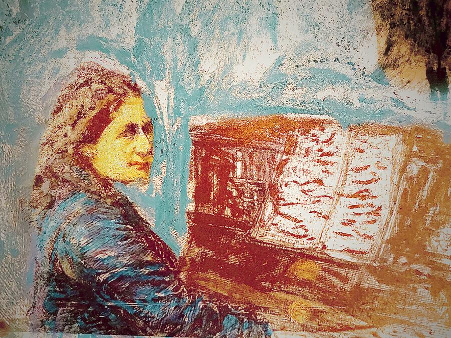 Clara Schumann at Piano  Drawing by Bencasso Barnesquiat