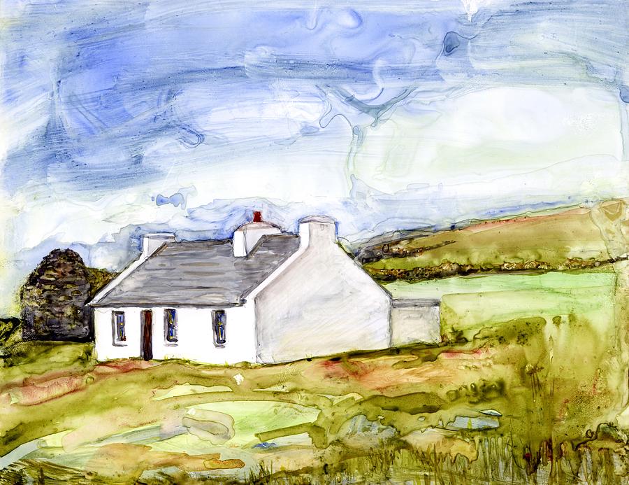 Clare Island Cottage Watercolor Painting by Kathleen Barnes