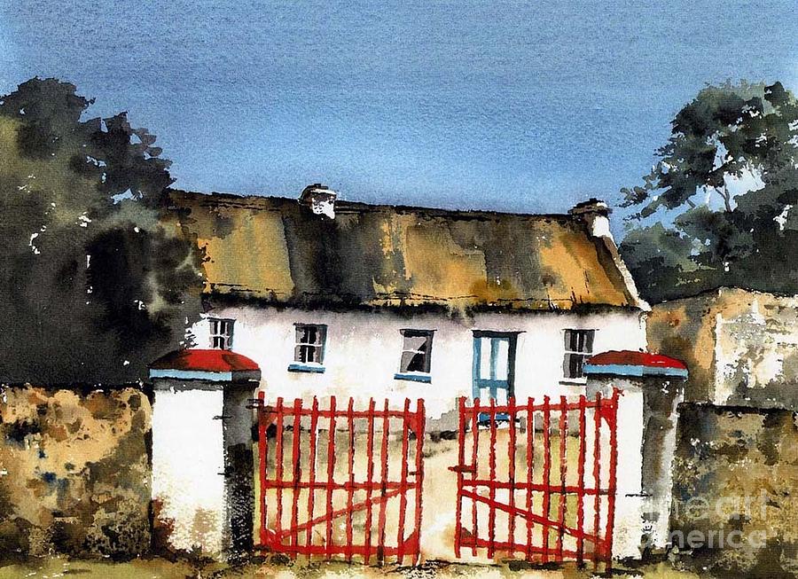 CLARE.. Mariannes Cottage, Ballyvaughan Painting by Val Byrne