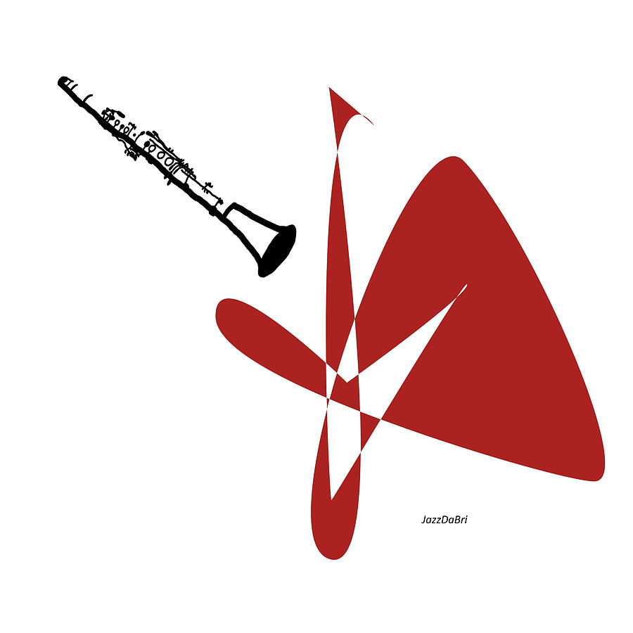 Jazz Digital Art - Clarinet in Orange Red by David Bridburg