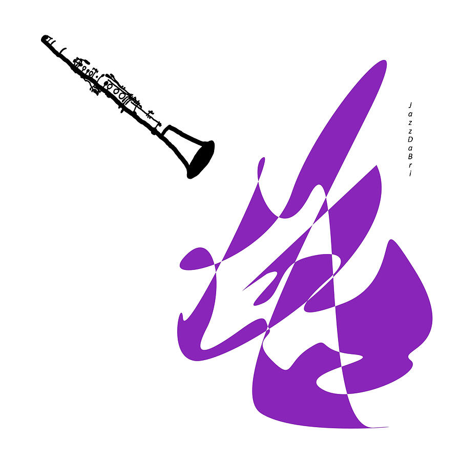 Jazz Digital Art - Clarinet in Purple by David Bridburg
