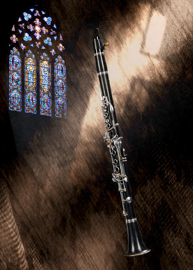 Clarinet Music Instrument Againt a Church Window 3523.02 Photograph by M K Miller