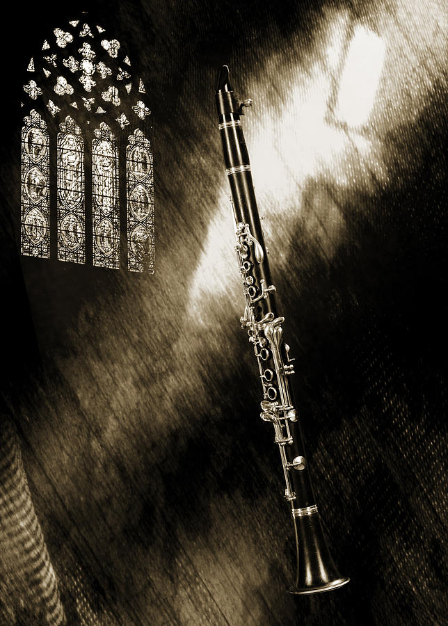 Clarinet Music Instrument and Sepia Church Window 3523.01 Photograph by M K Miller