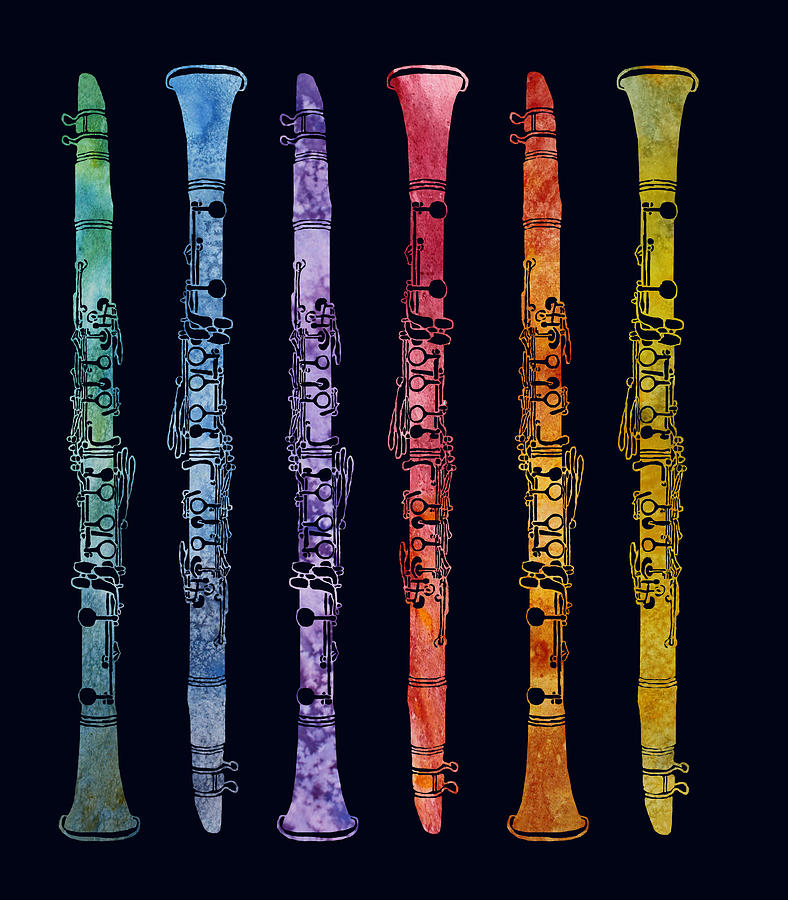 Clarinets Digital Art - Clarinet Rainbow by Jenny Armitage