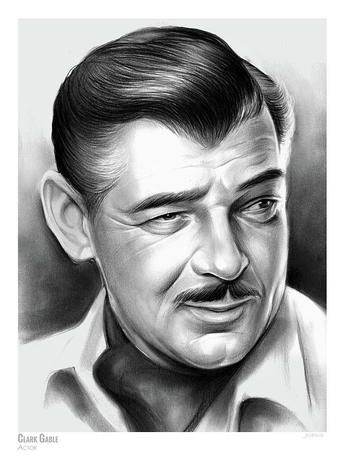 Gone With The Wind Drawing - Clark Gable 26AUG17 by Greg Joens