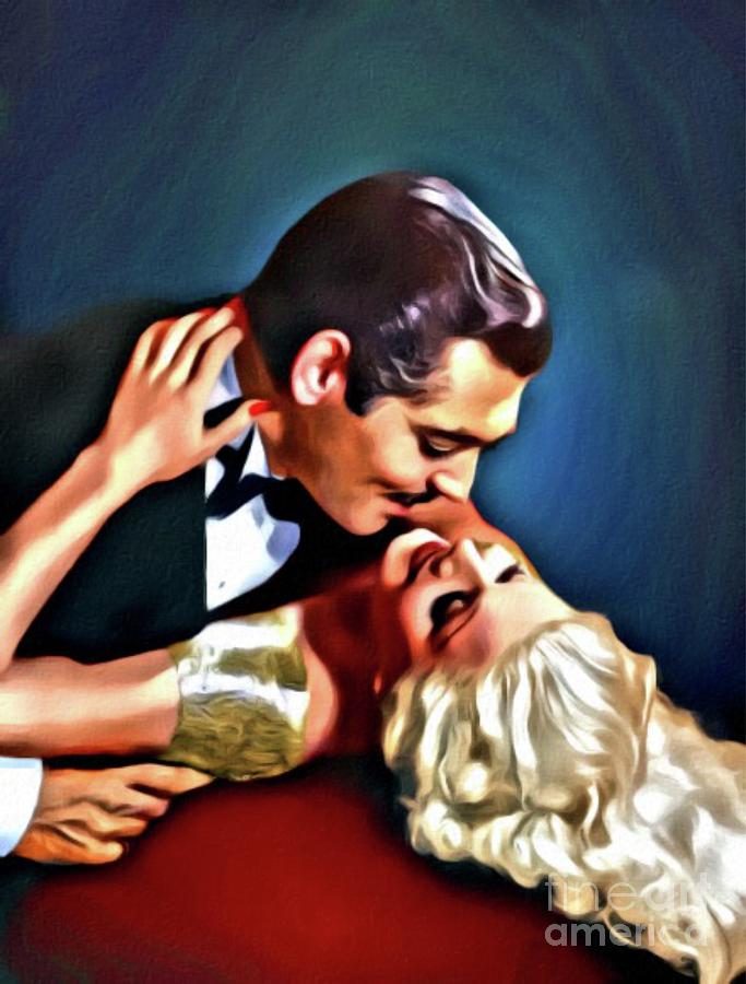 Clark Gable And Jean Harlow, Embrace, Digital Art By Mary Bassett Digital Art