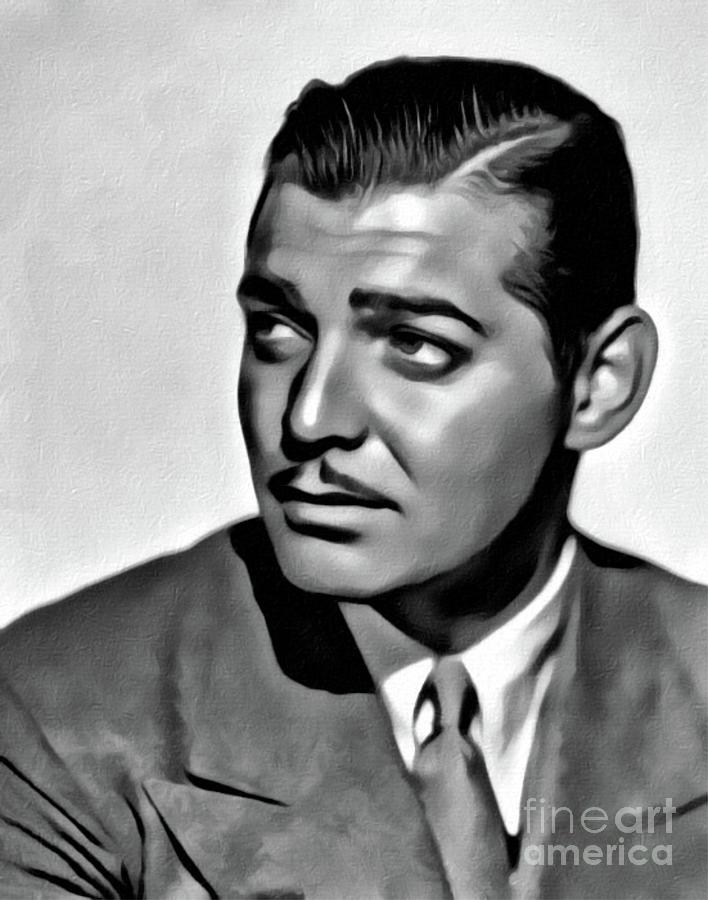 Clark Gable, Hollywood Legend, Digital Art By Mary Bassett Digital Art