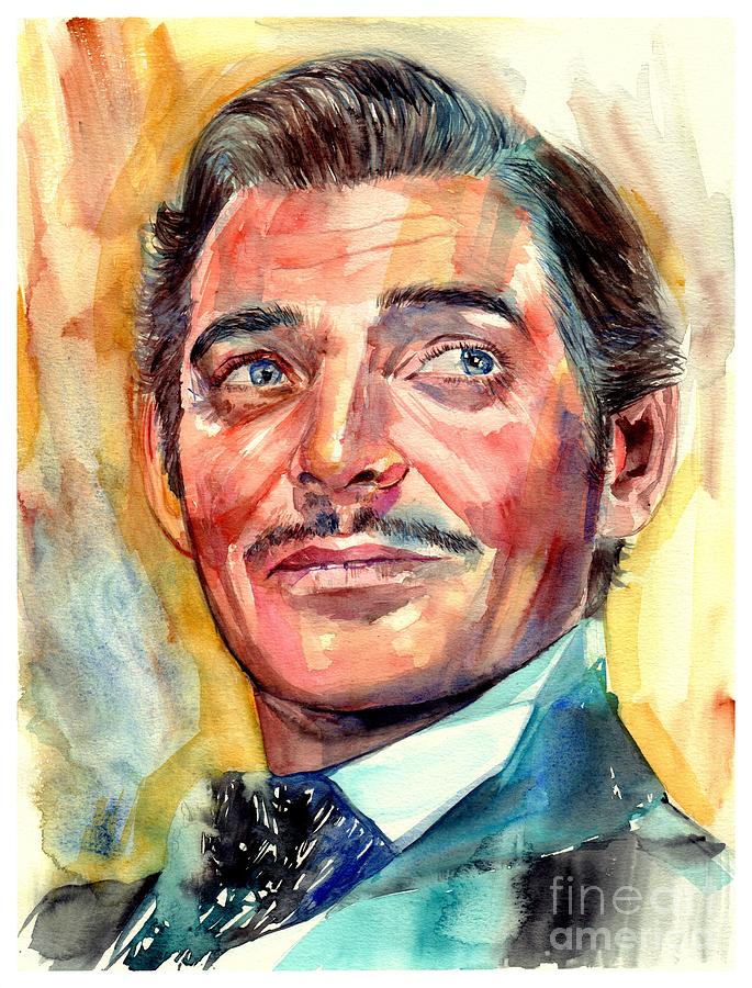 Gone With The Wind Painting - Clark Gable portrait by Suzann Sines