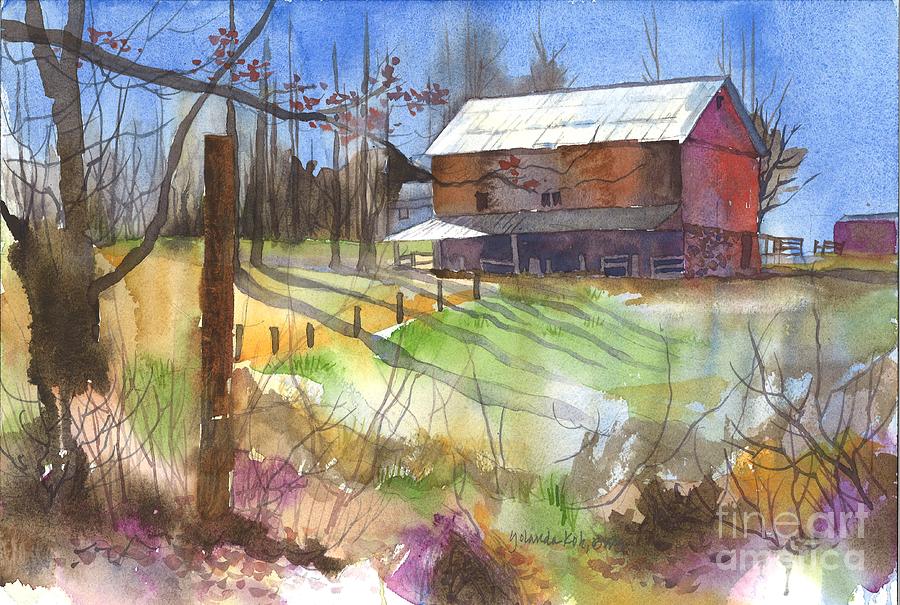 Clarks Ellliott Oak Barn Painting by Yolanda Koh