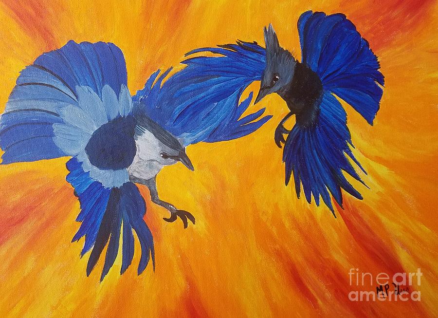 Clash of Wings Painting by Maria Urso