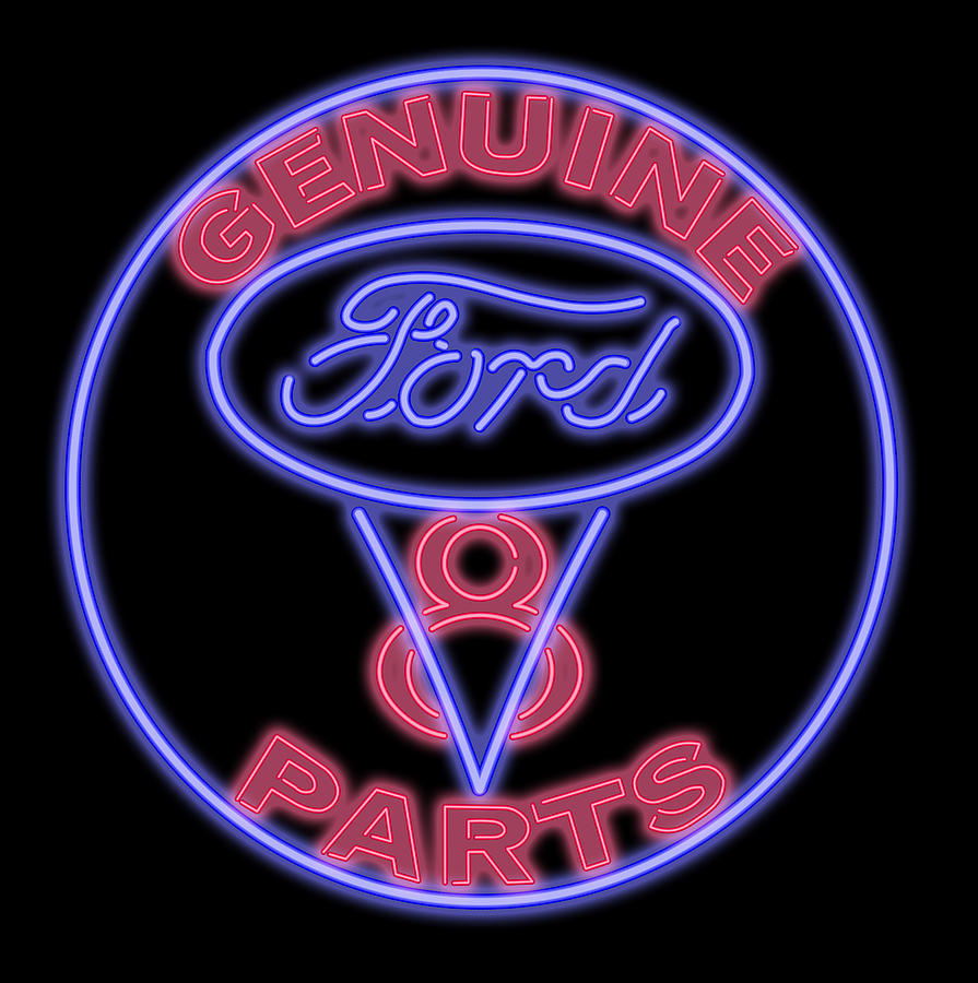 Classic Ford V8 Neon Sign Digital Art by Ricky Barnard
