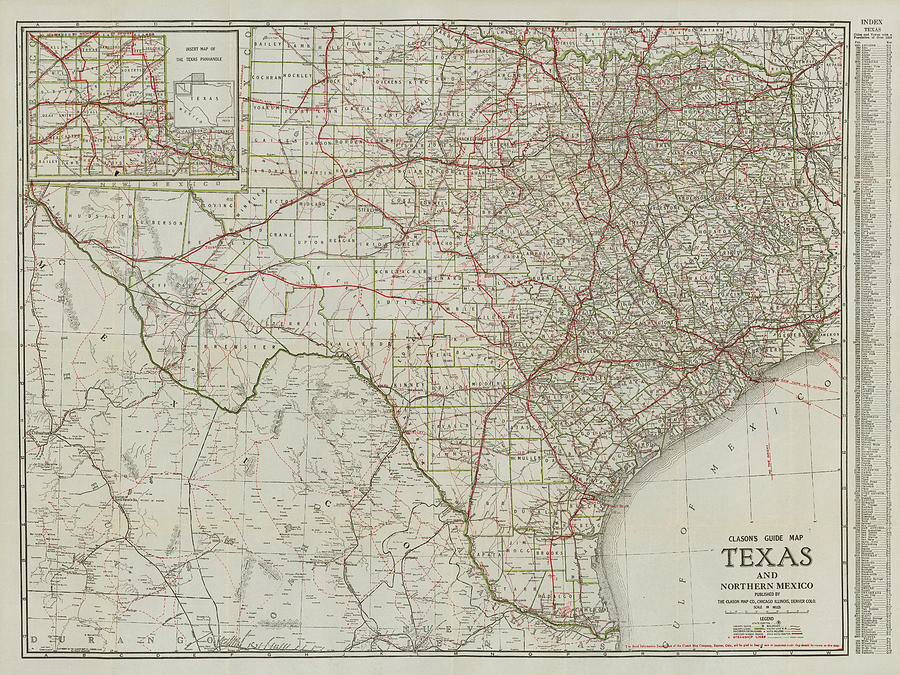 Clasons Texas Guide Map 1931 Digital Art by Texas Map Store