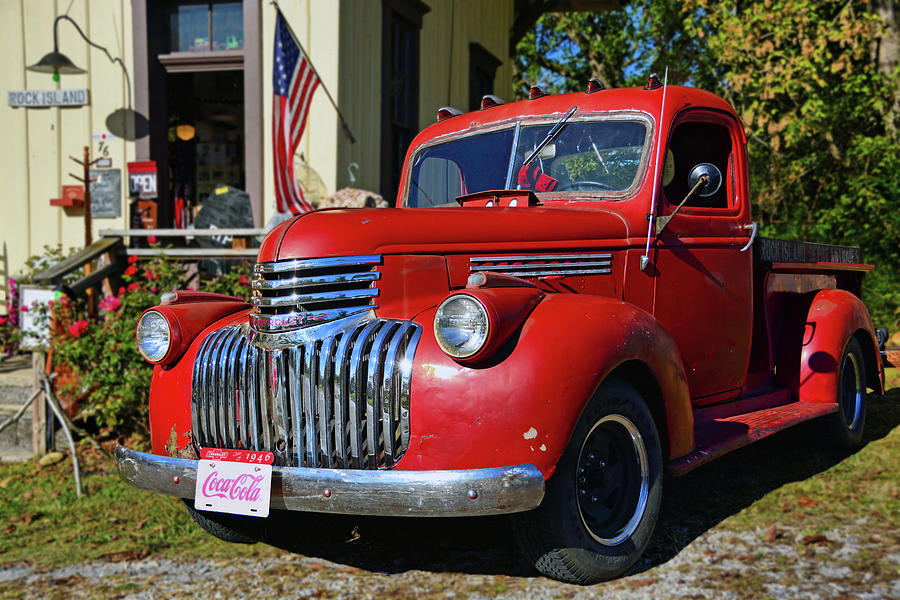 Red Pickup Truck Photograph - Class of 46 by Ben Prepelka
