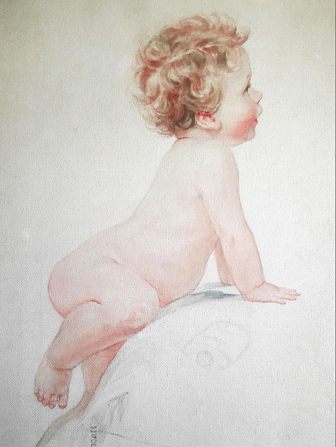 Classic 1920s Baby Reproduction Painting