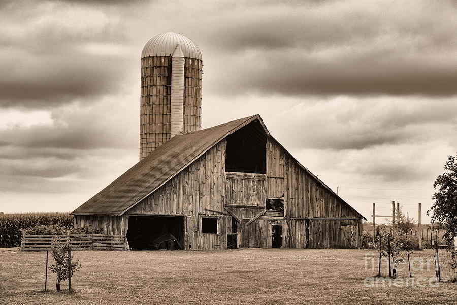 Classic Barn and Silo 0562 Photograph by Ken DePue