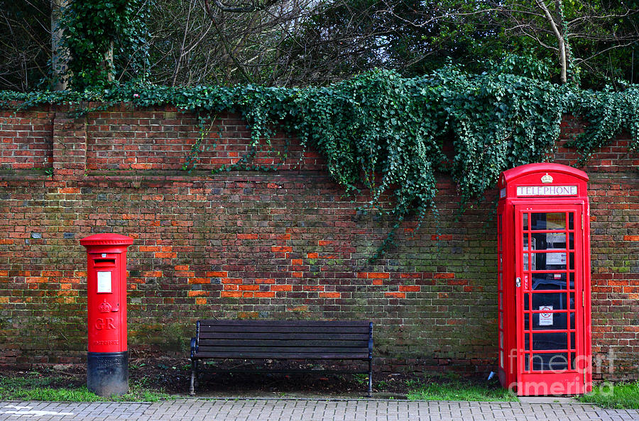 Classic British pillar box and telephone box Photograph by James Brunker