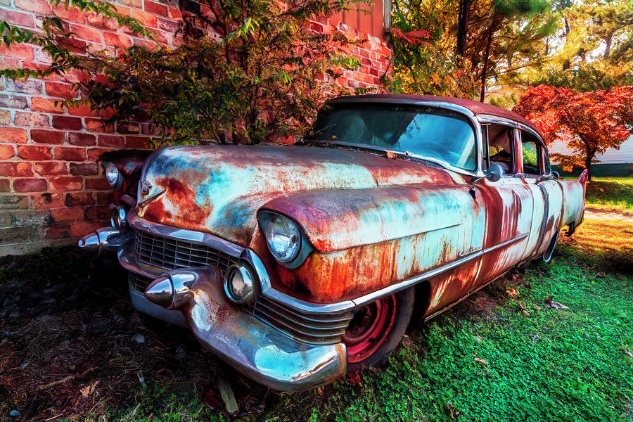 Barn Photograph - Classic Cadillac in Color by Debra and Dave Vanderlaan