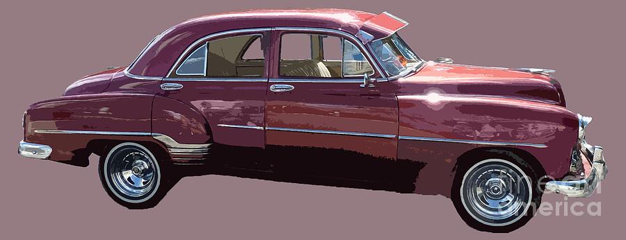 Classic car art in red Digital Art by Francesca Mackenney