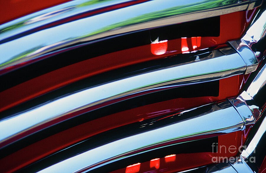 Classic Car Chrome Abstract Red Grill Photograph by Rick Bures
