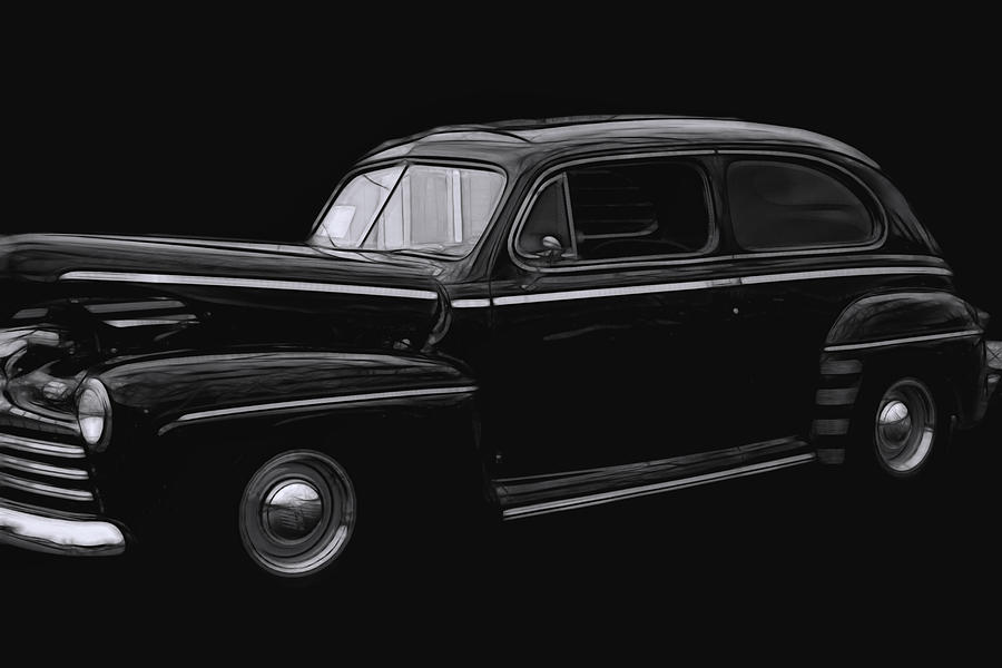 Classic car in black and white Photograph by Cathy Anderson