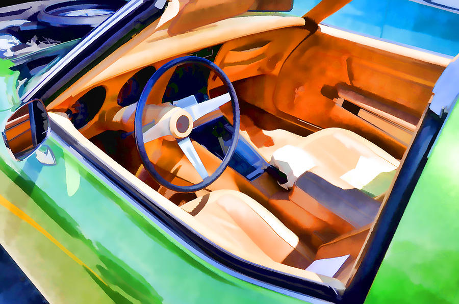 Classic car interior 2 Painting by Jeelan Clark | Fine Art America