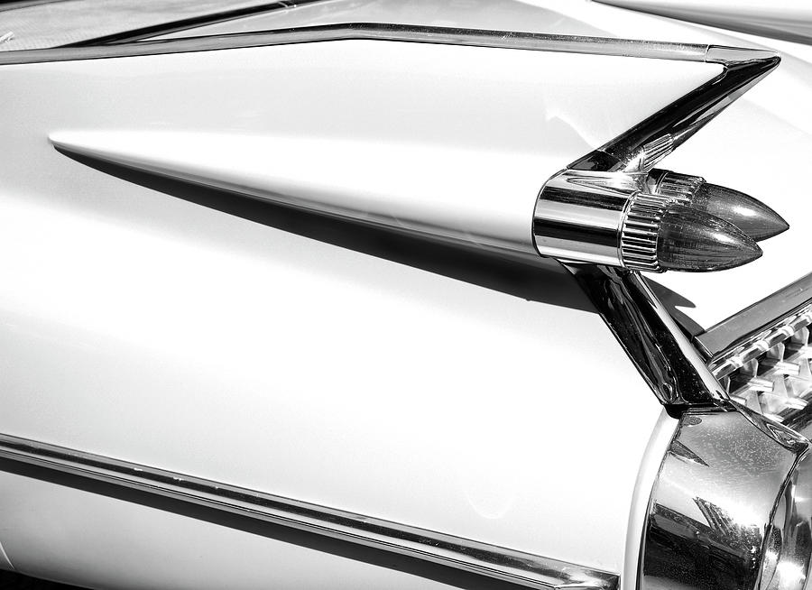 Classic Car Tail Fins Black White Photograph by Theresa Tahara