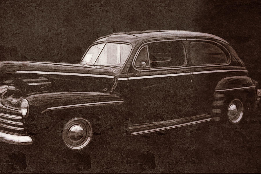 Classic Car vintage Digital Art by Cathy Anderson