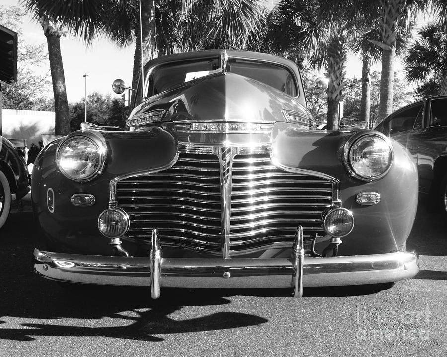 Classic Cars - 1941 Chevy Special Deluxe Business Coupe - front end - black and white Photograph by Jason Freedman
