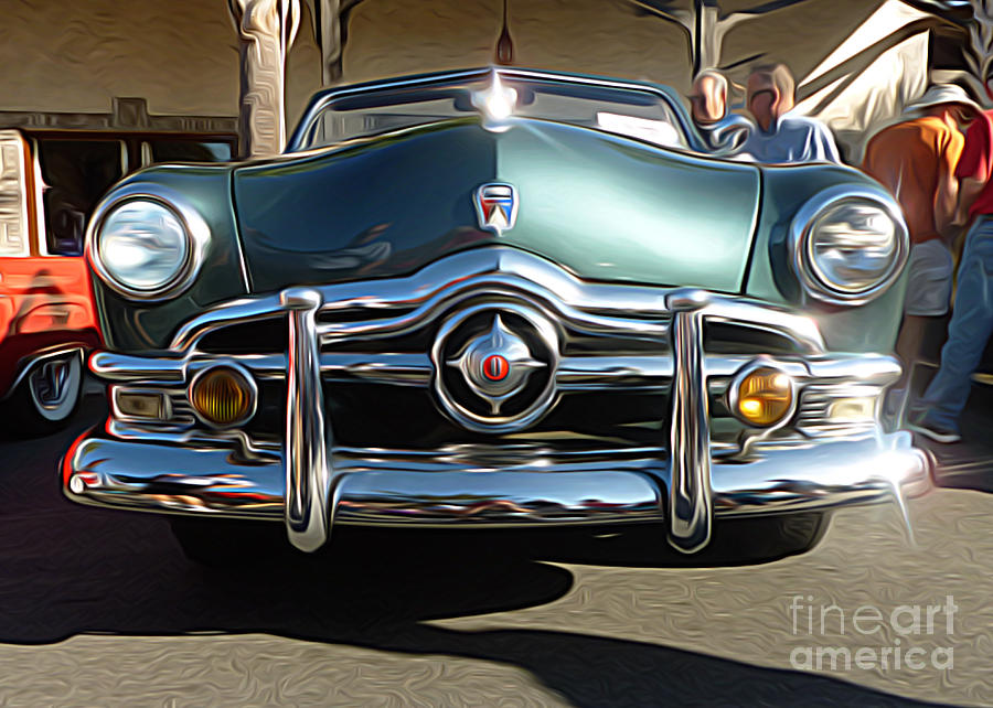 Classic Cars - 1950 Ford Custom Deluxe Convertible Club Coupe - green Digital Art by Jason Freedman