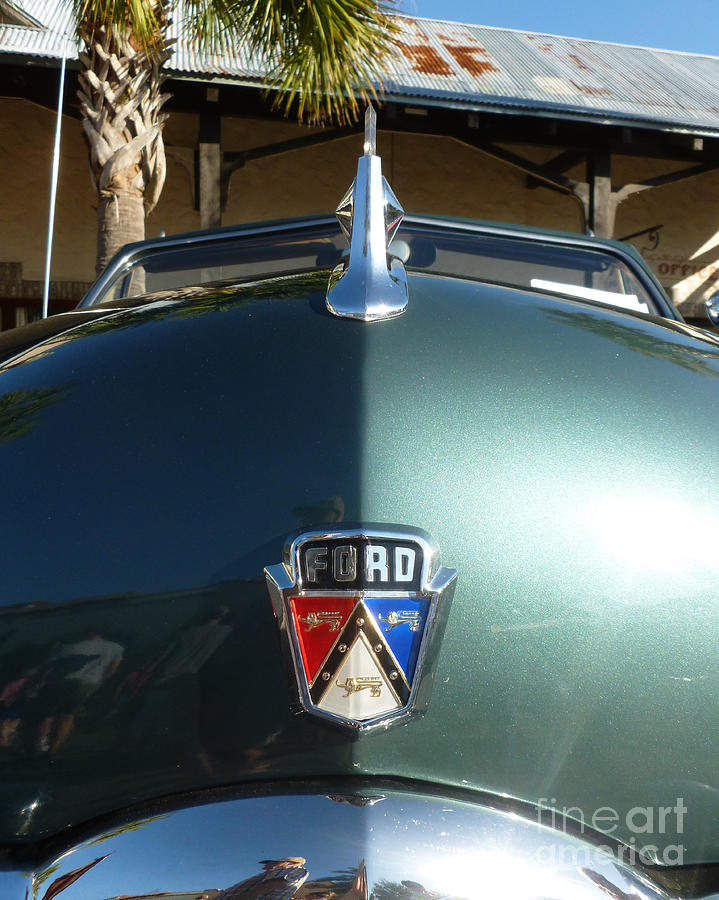 Classic Cars - 1950 Ford Custom - hood close-up Photograph by Jason Freedman