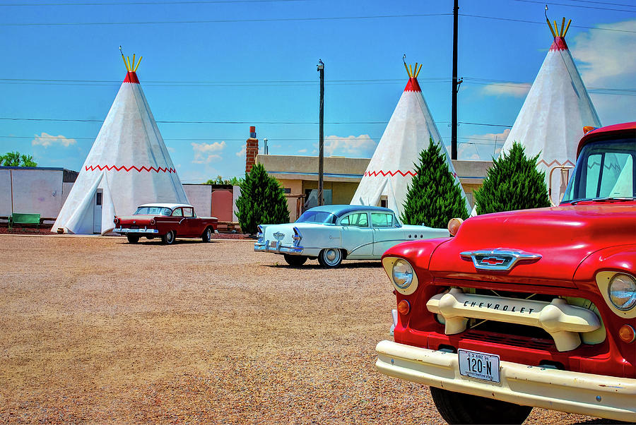 Route 66 Photograph - Classic Cars and Wigwams - Historic Route 66 by Gregory Ballos