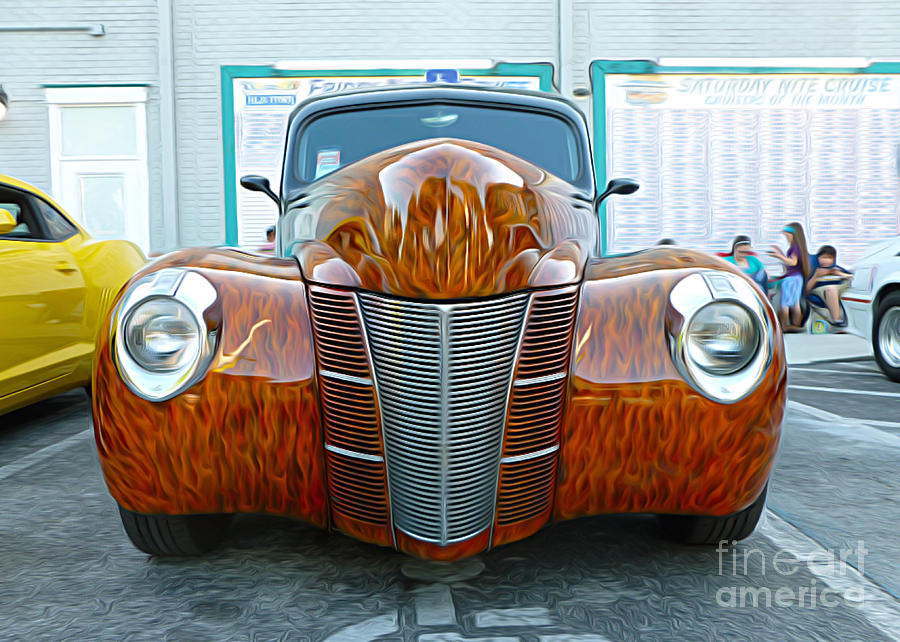 Classic Cars - Big Fenders Hot Rod Flame Job Digital Art by Jason Freedman