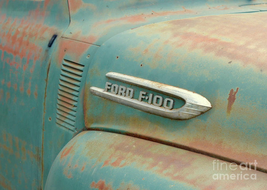 Classic Cars - Ford F-100 Hood Close Up Photograph by Jason Freedman