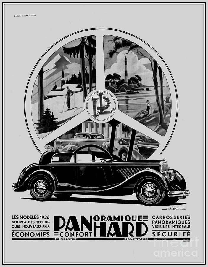 Classic cars French art deco icon Panhard Digital Art by Heidi De Leeuw