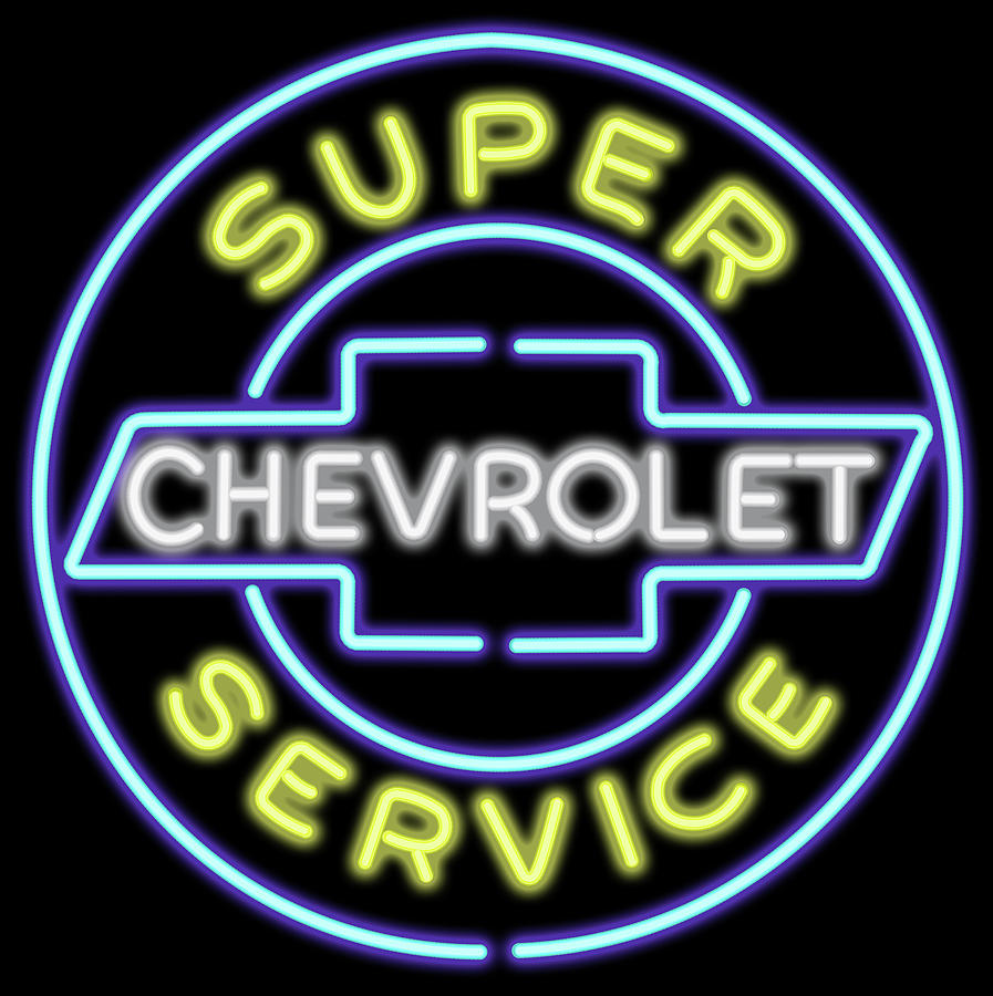 Vintage Digital Art - Classic Chevrolet Neon Sign by Ricky Barnard