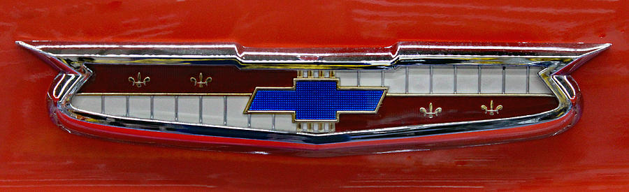 Car Photograph - Classic Chevy Emblem by DB Hayes