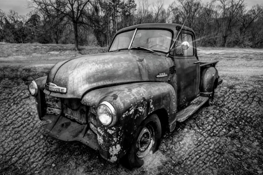 Classic Chevy Pickup Truck Black and White Photograph by Debra and Dave Vanderlaan