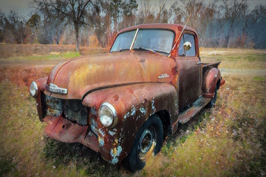 Classic Chevy Pickup Truck Painting Photograph by Debra and Dave Vanderlaan