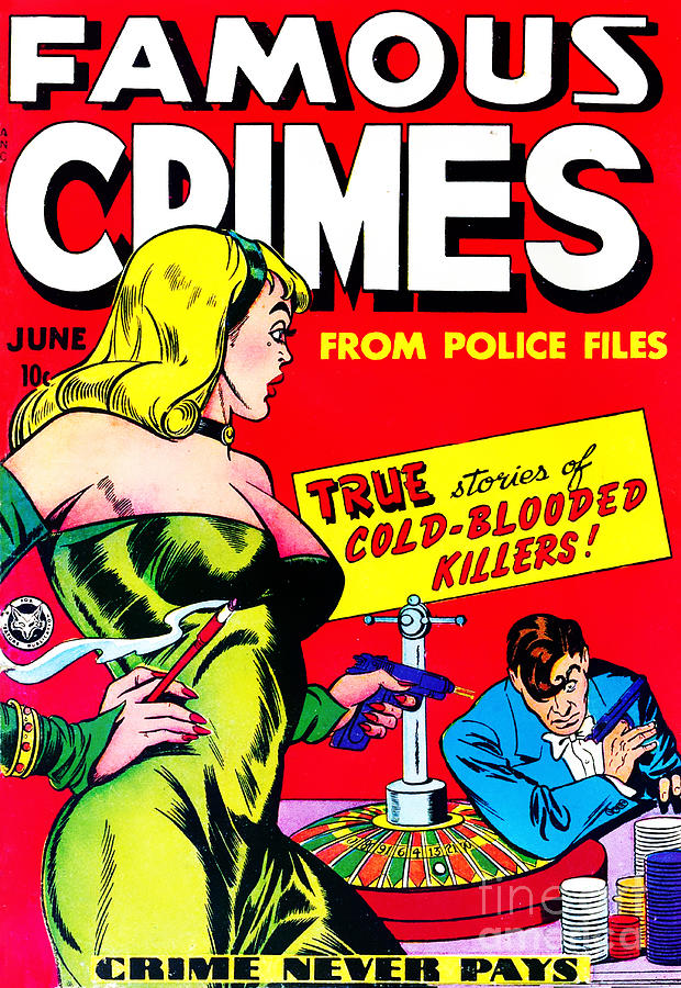 Vintage Photograph - Classic Comic Book Cover - Famous Crimes From Police Files - 0112 by Wingsdomain Art and Photography