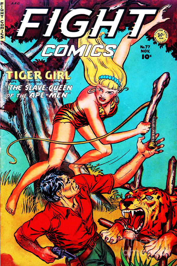 Classic Comic Book Cover Fight Comics Tiger Girl 77 Photograph by Wingsdomain Art and Photography