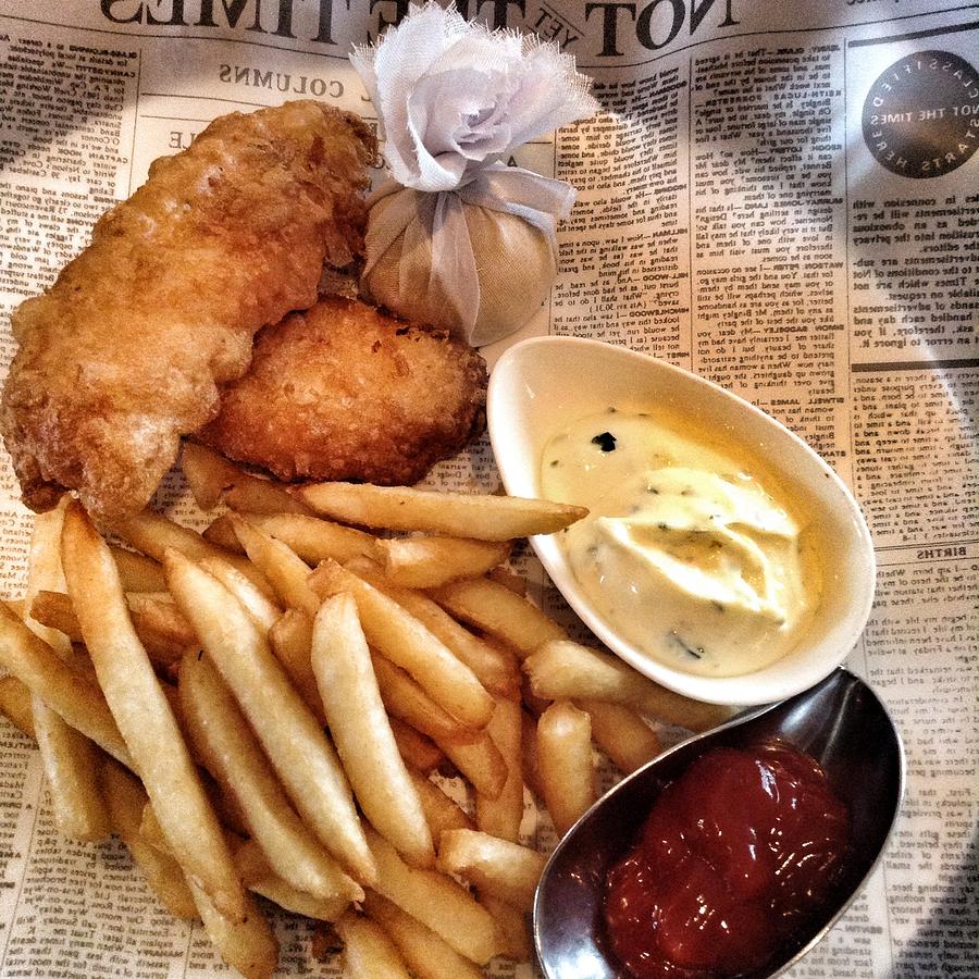Newspaper Photograph - Classic Fish and Chips by Lorelle Phoenix