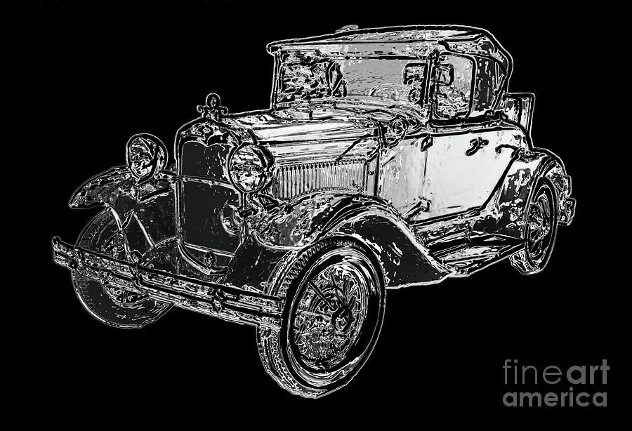 1930 Classic Ford convertible with rumble seat Digital Art by Christine Dekkers