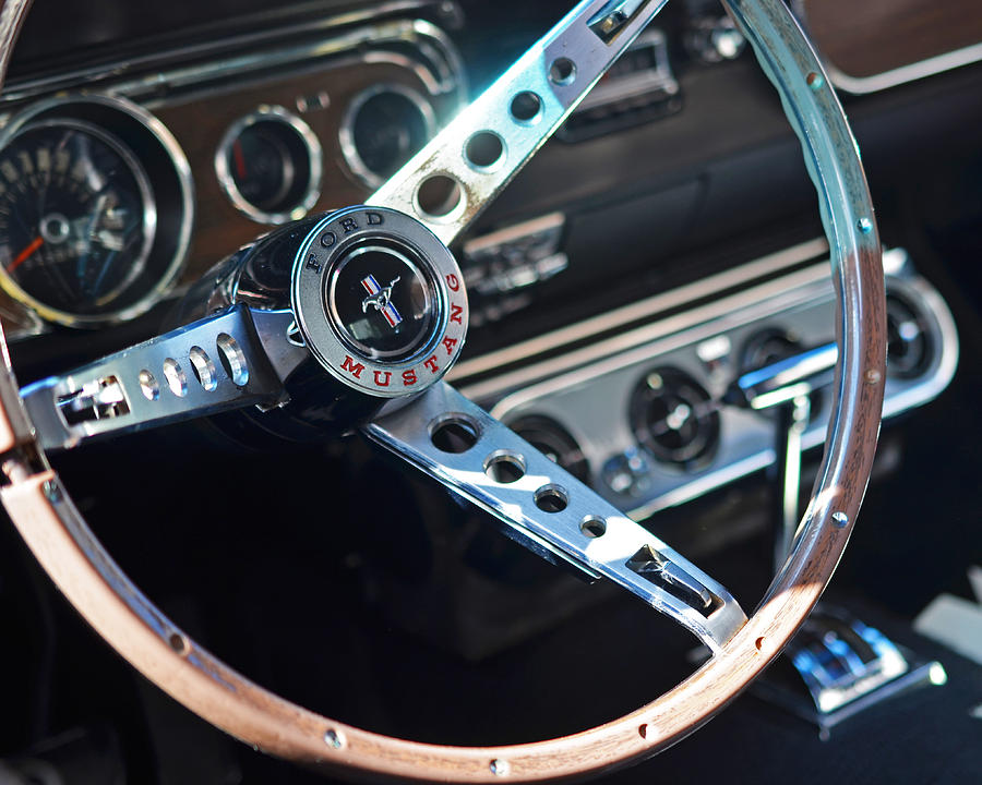 Classic Ford Mustang Steering Wheel Photograph by Toby McGuire